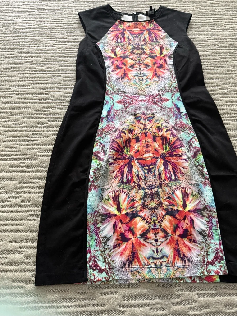 Bardot Black Panel Floral-Print Midi Dress
